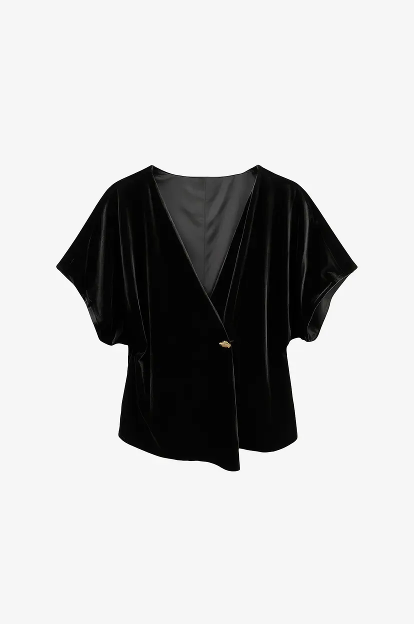 Vero Moda Topp Vmsonja Velvet Ss V-Neck Top Jrs Ex - Svart