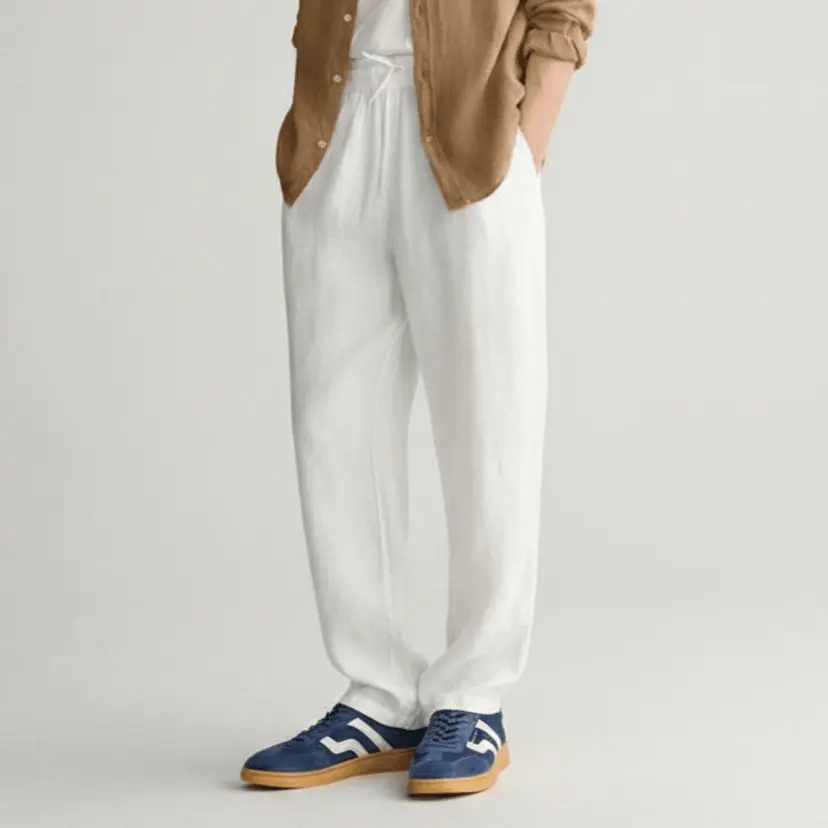 GANT Gant - Bukse i Lin Relaxed White