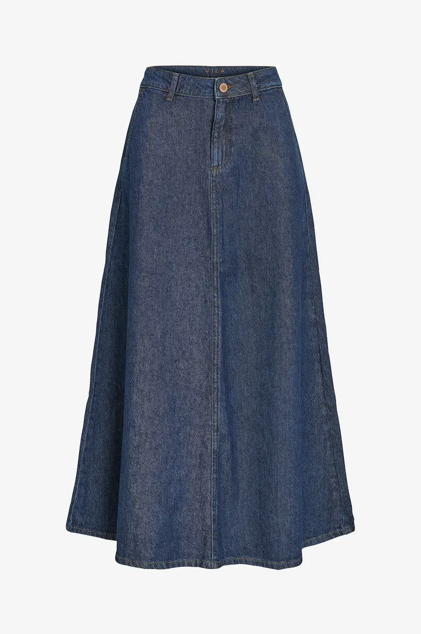 Vila Denim skjørt viPal RW A-line Midi Denim Skirt - Blå