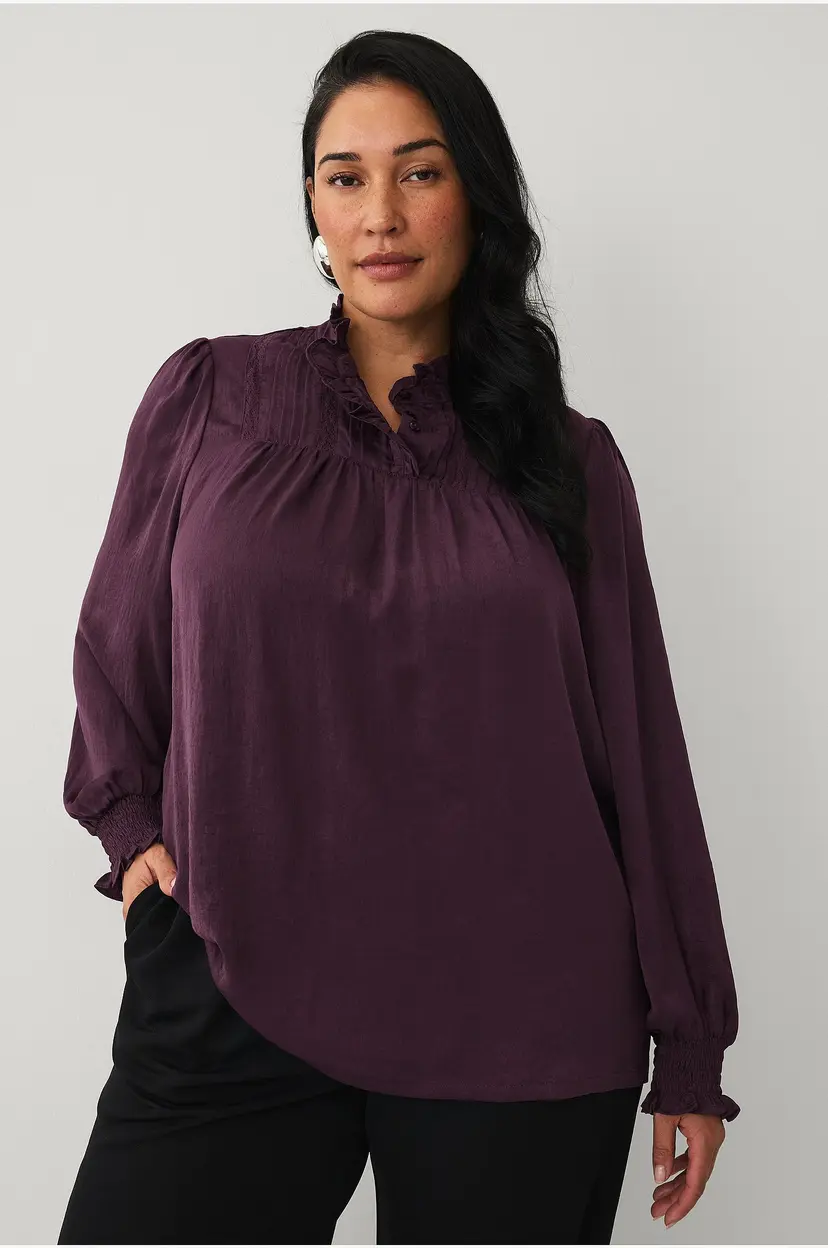 Ellos Plus collection Bluse med volanger - Brun