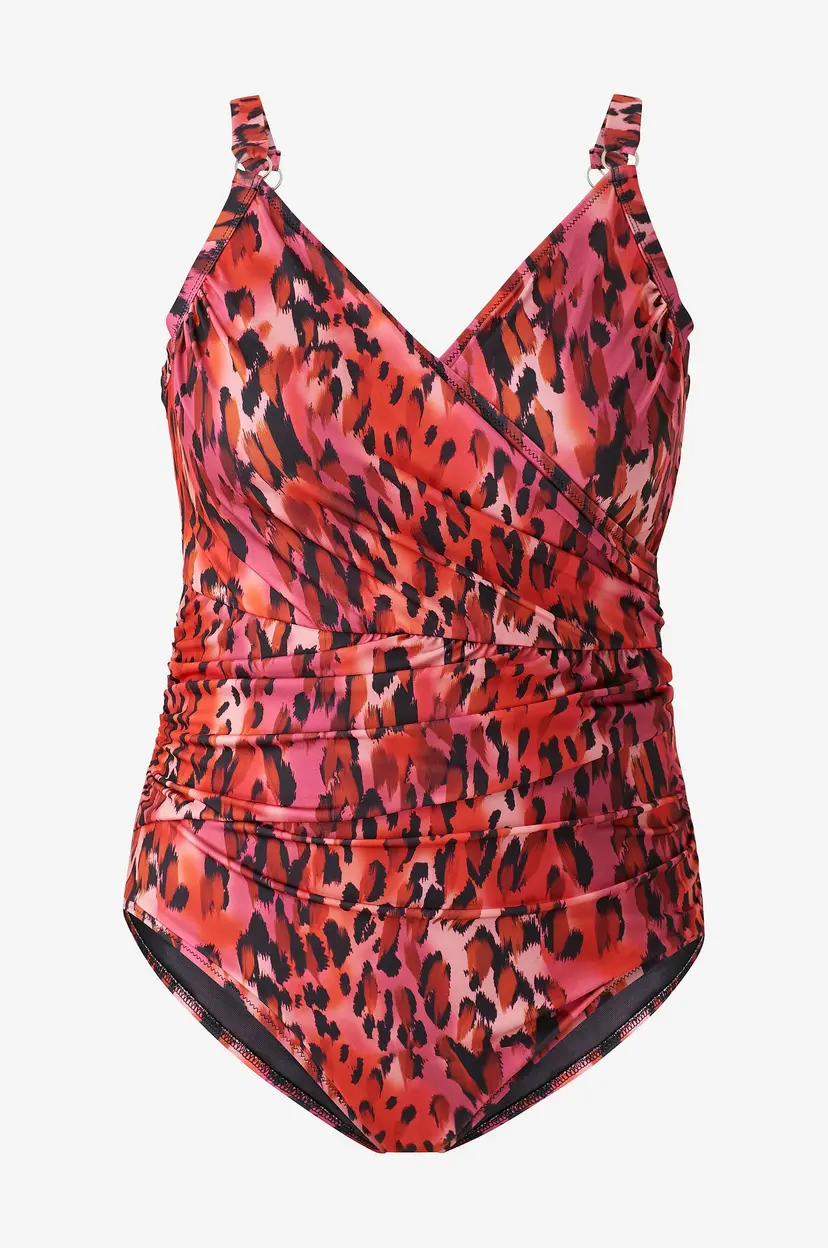 Zizzi Badedrakt sMikka Wrap Swimsuit Aop - Rød