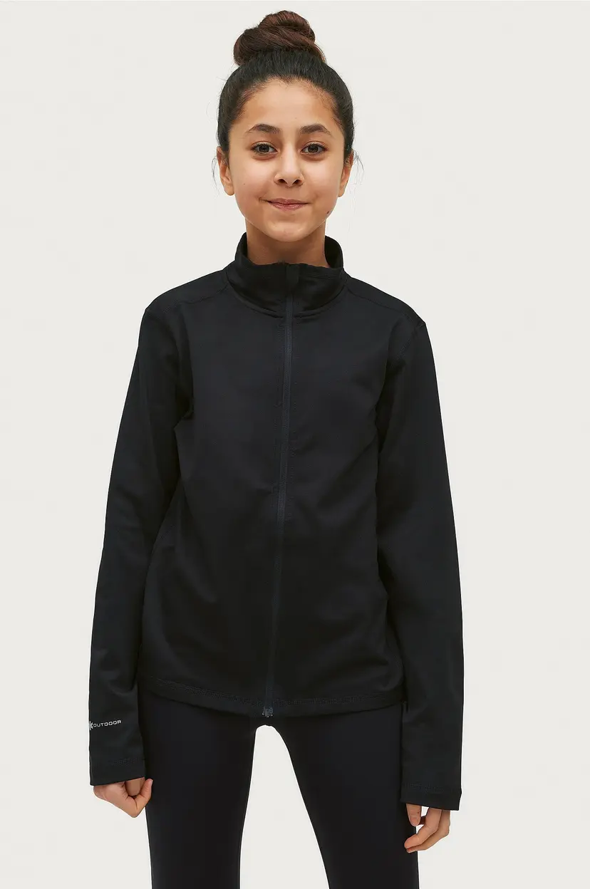 Áhkká Treningsjakke Winter Fleece FZ Kids - Svart