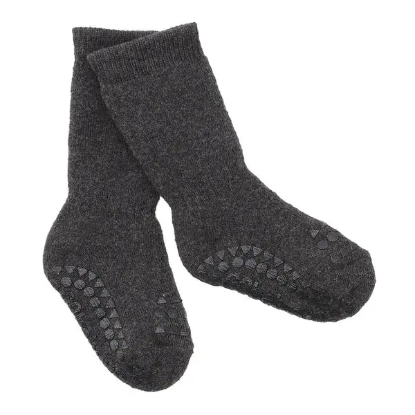 Go Baby Go Antiskli krabbesokker i bomull Dark Grey Melange