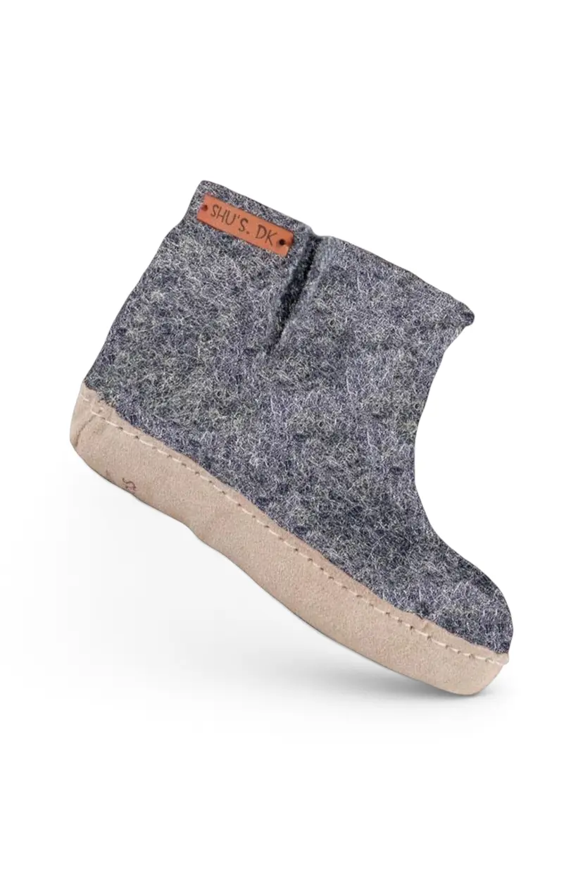 SHUS Uldstøvle Børn (100% ren uld) - Model Denim m/sål i skind - Dansk Design fra SHUS - 25