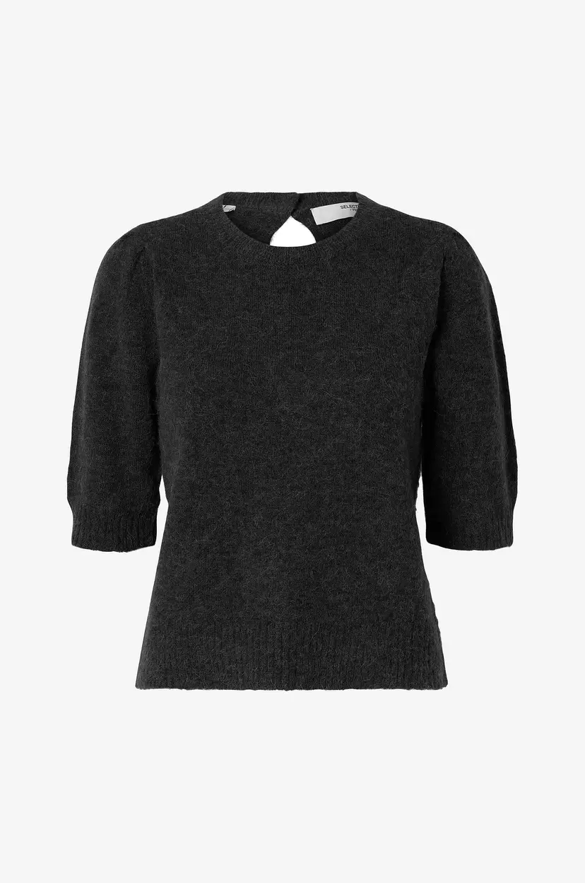 Selected Women Topp slfLulu SS Open Back Knit O-neck NO - Grå