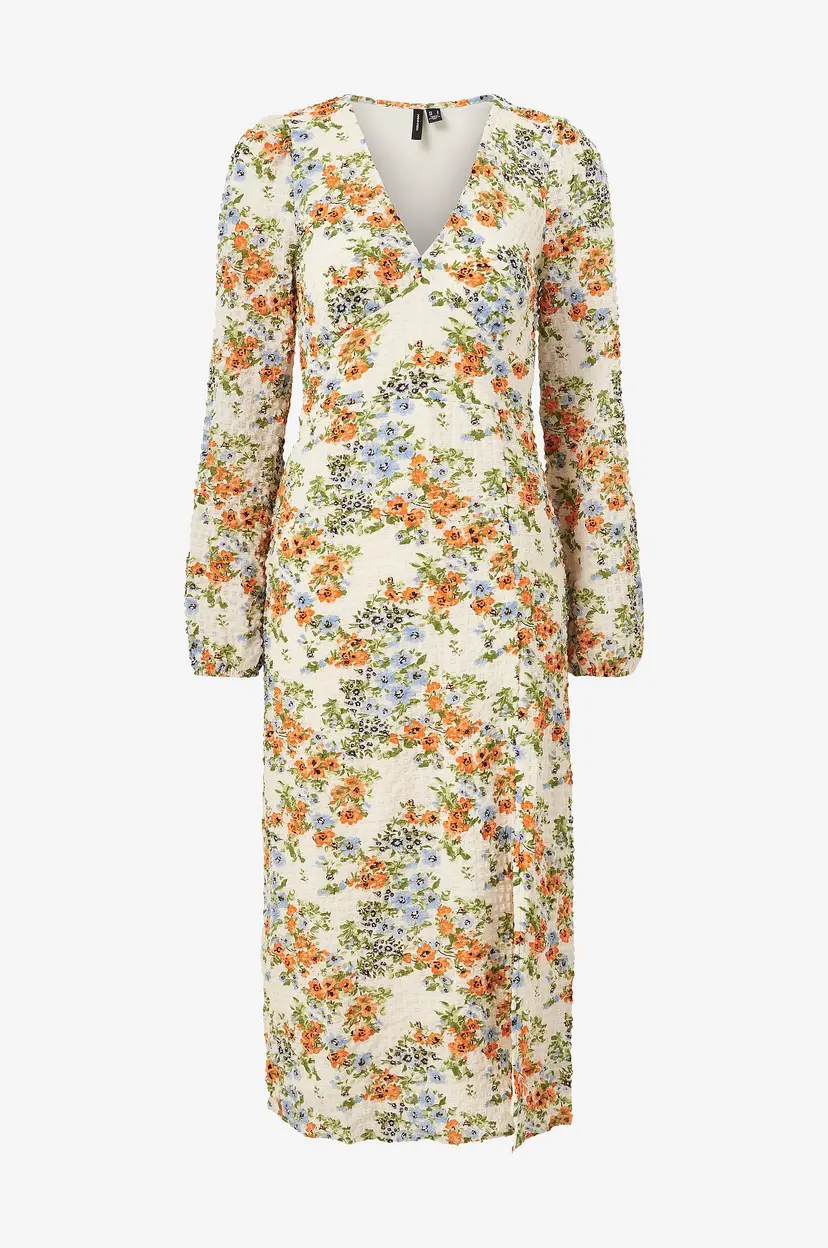 Vero Moda Kjole vmHollo L/S V-neck Slit Dress Exp - Flerfarget
