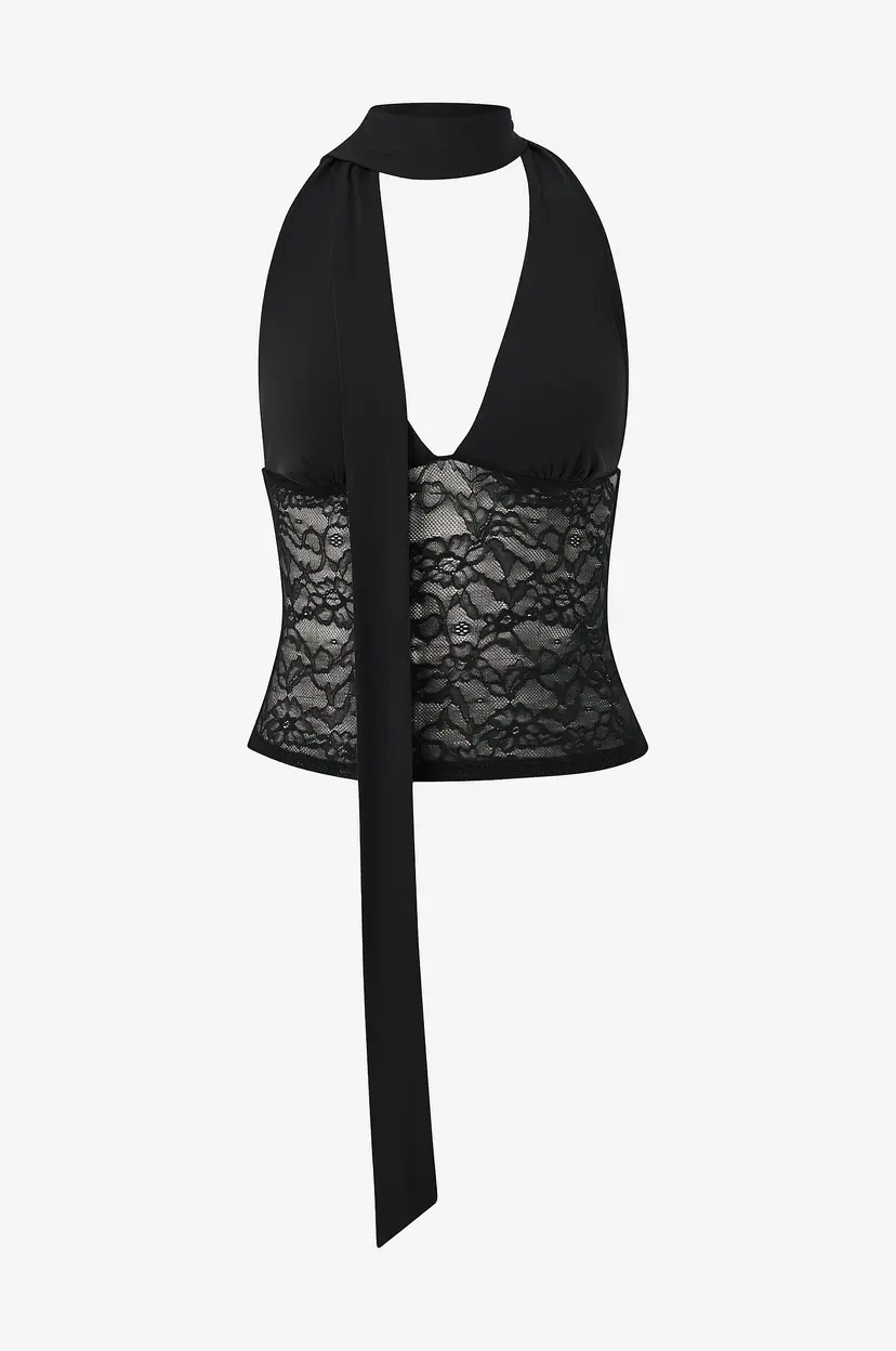 Gina Tricot Halternecktopp Scarf halterneck top - Svart