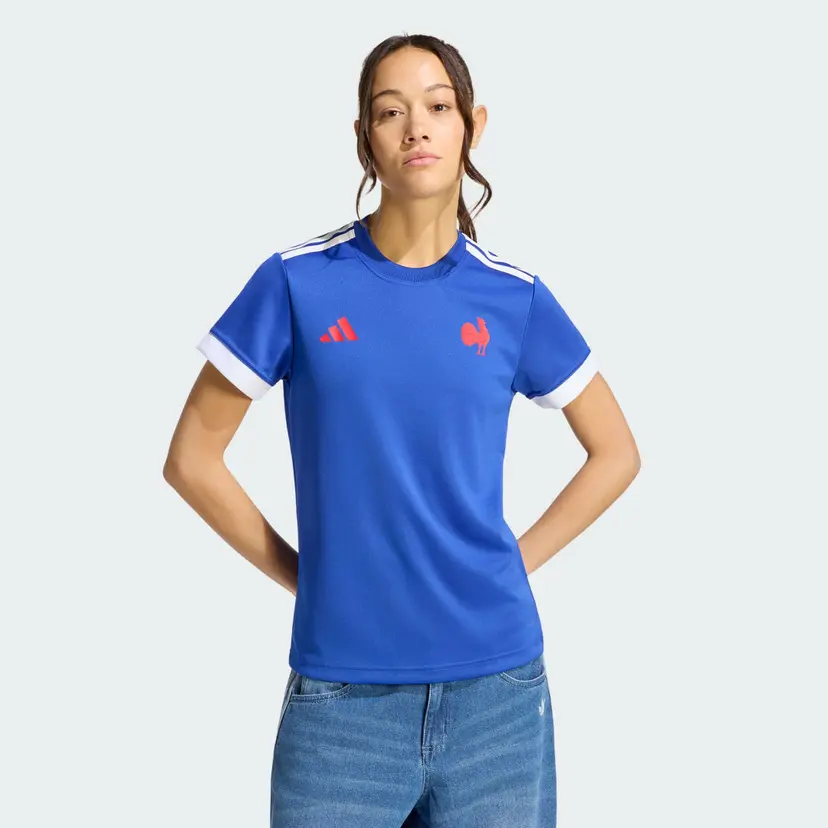 Adidas Frankrike Rugby Replica Supporter Hjemme-t-skjorte, dame