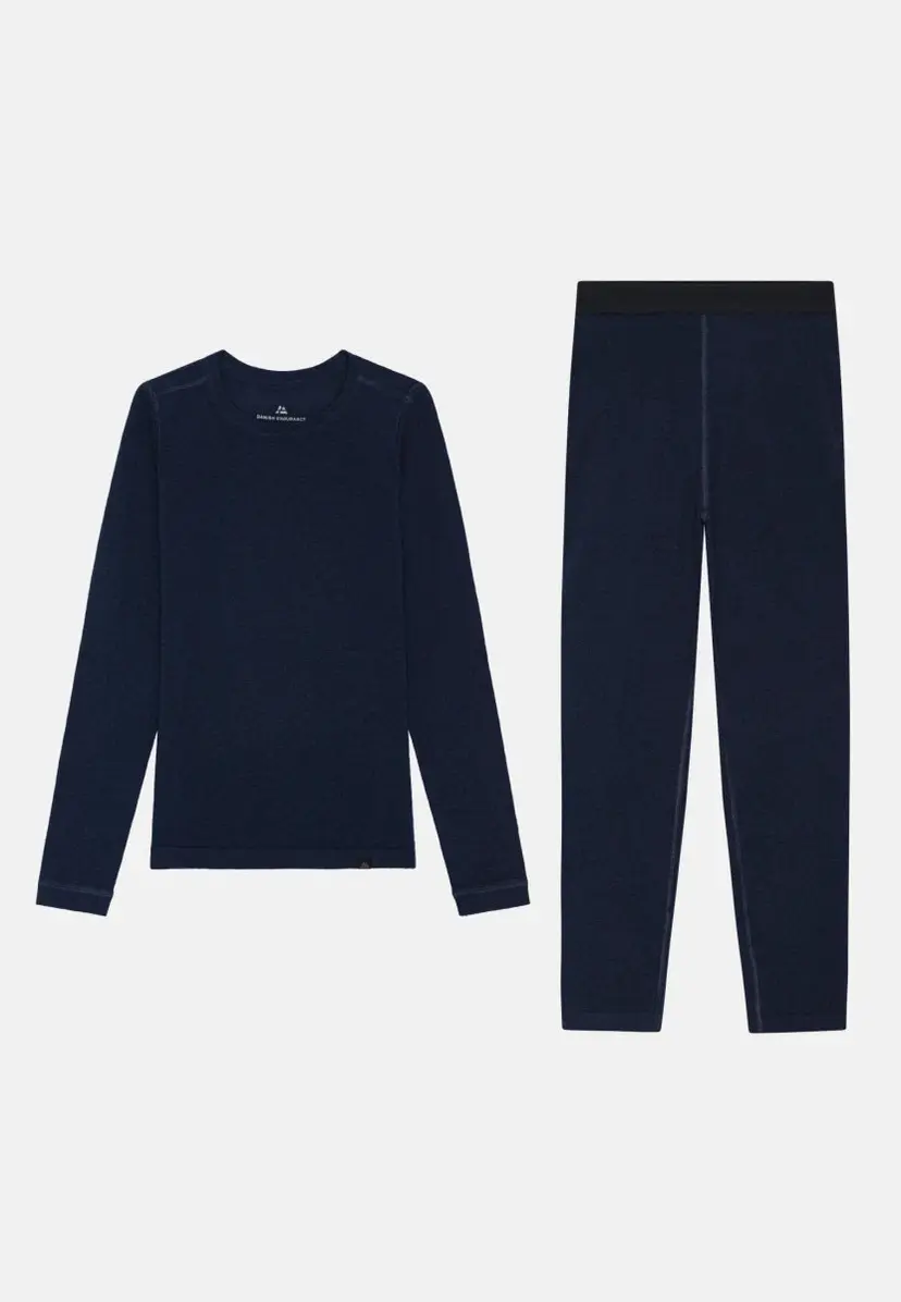 DANISH ENDURANCE MERINO SKIUNDERTØJ TIL BØRN fra DANISH ENDURANCE, Mørk Marineblå, 146-152 cm