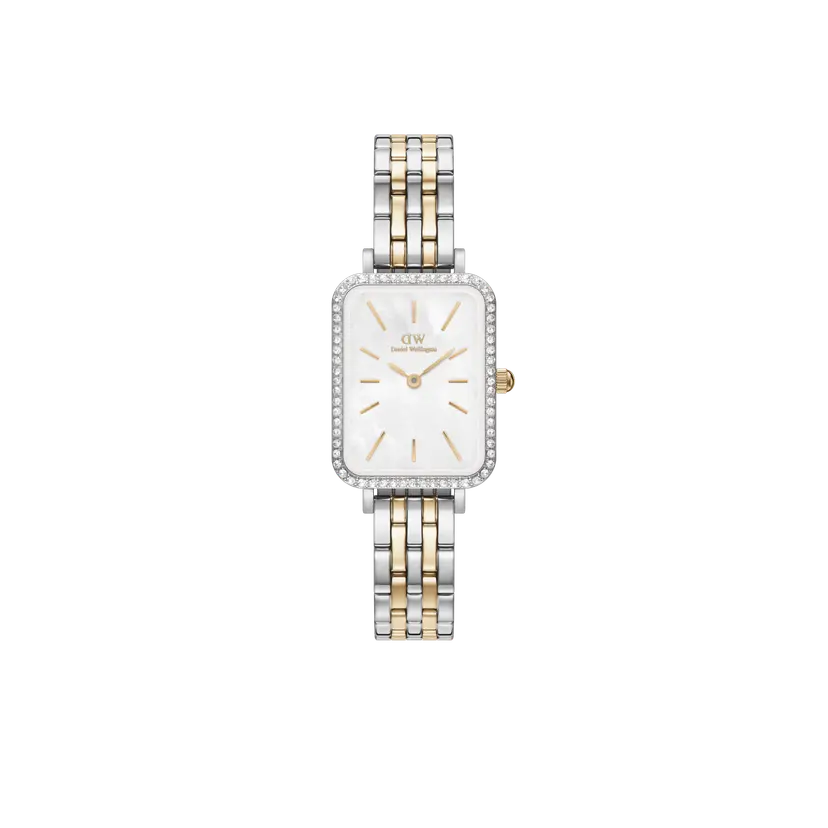 Daniel Wellington Silver 20x26mm Watch Quadro Lumine Bezel 5-link Two-tone Mop | DW