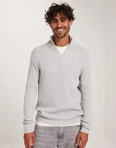 Jack & Jones Jack & Jones Jjeperfect Knit Half Zip Sn Half zip Grå