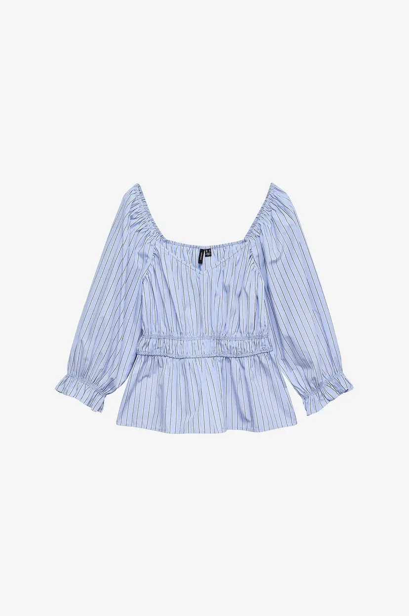 Vero Moda Bluse vmLeya 3/4 Stripe Top Wvn - Blå