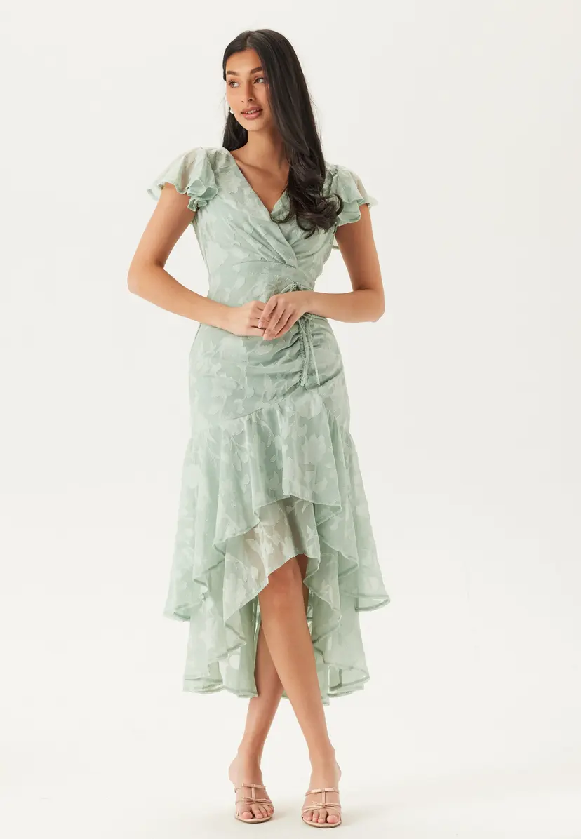 Goddiva Chiffon Flutter High Low Dress