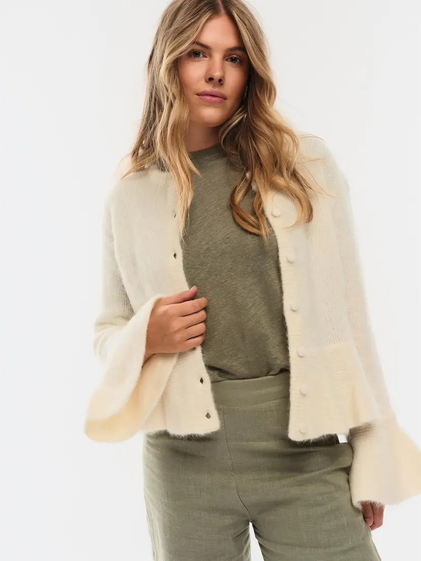 ella&il Maren Chunky Cardigan Bright White - XS