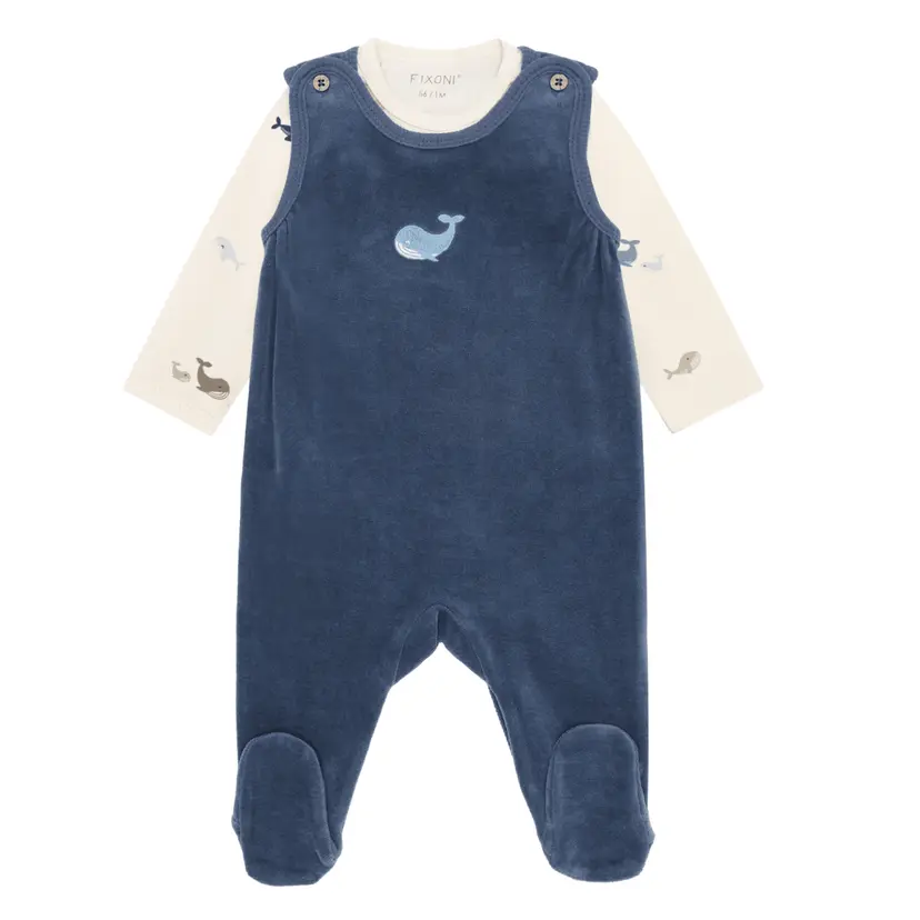Fixoni Fixoni - Babysett Body og Sparkebukse Velour Vintage Indigo