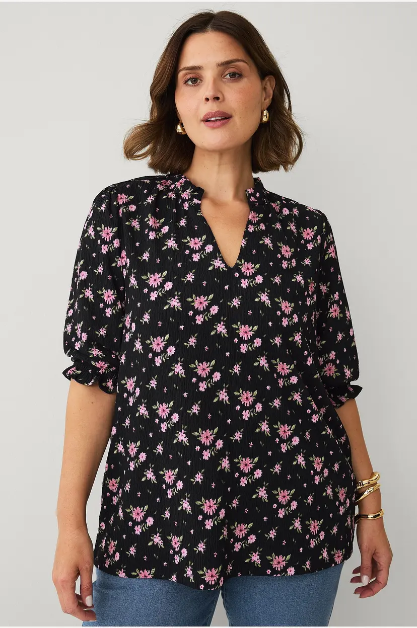 Ellos Plus collection Topp med puffermermer - Svart