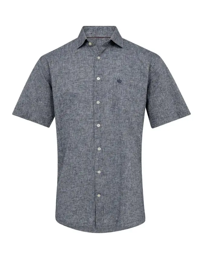 Black Blue s/s regular fit linen look
