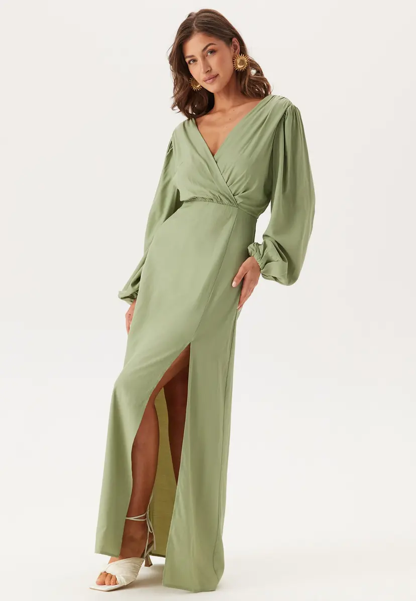Bubbleroom Occasion Balloon Sleeve Wrap Gown