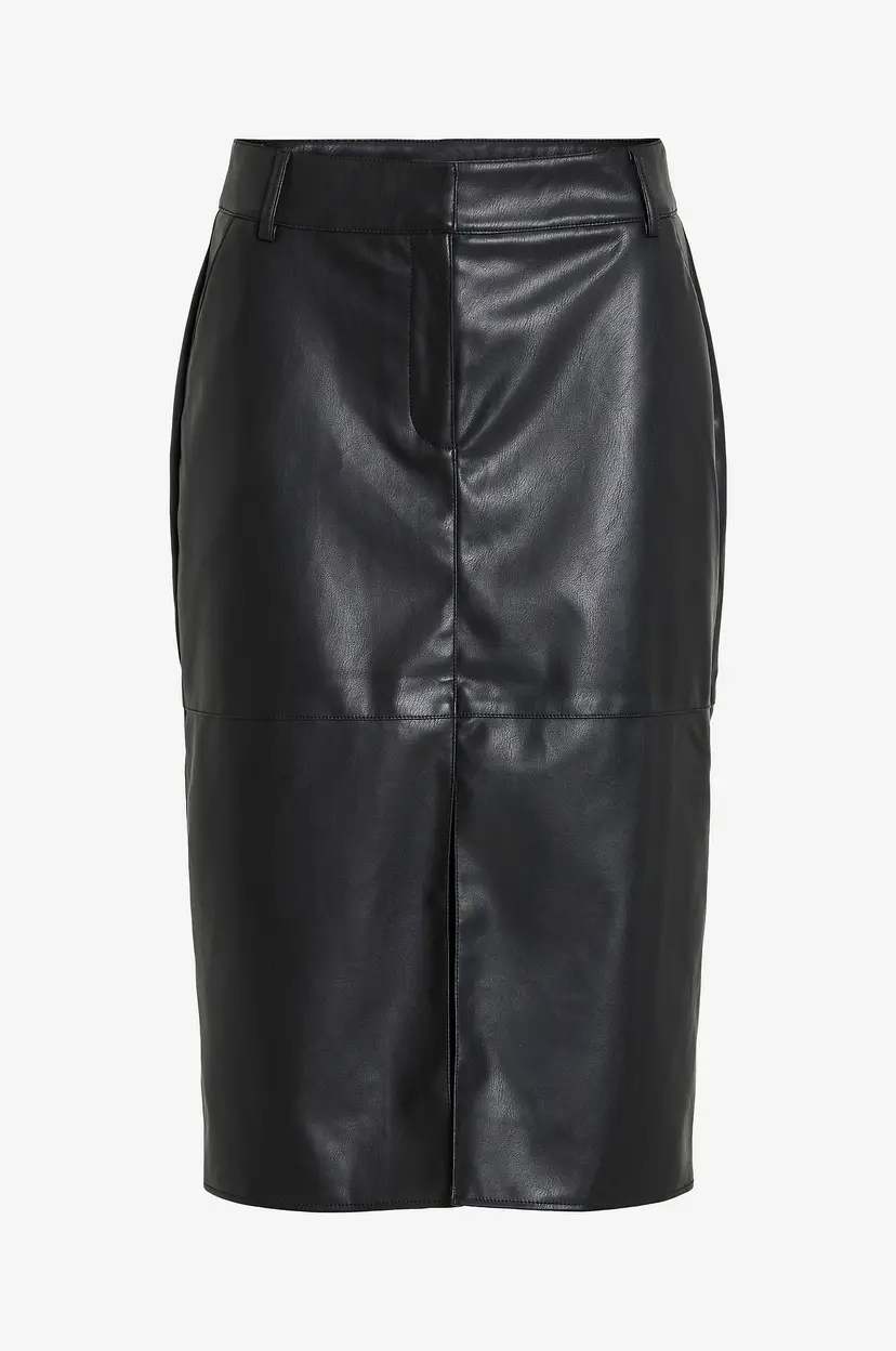 Vila Skjørt viDagmar HW Midi Coated Skirt - Svart