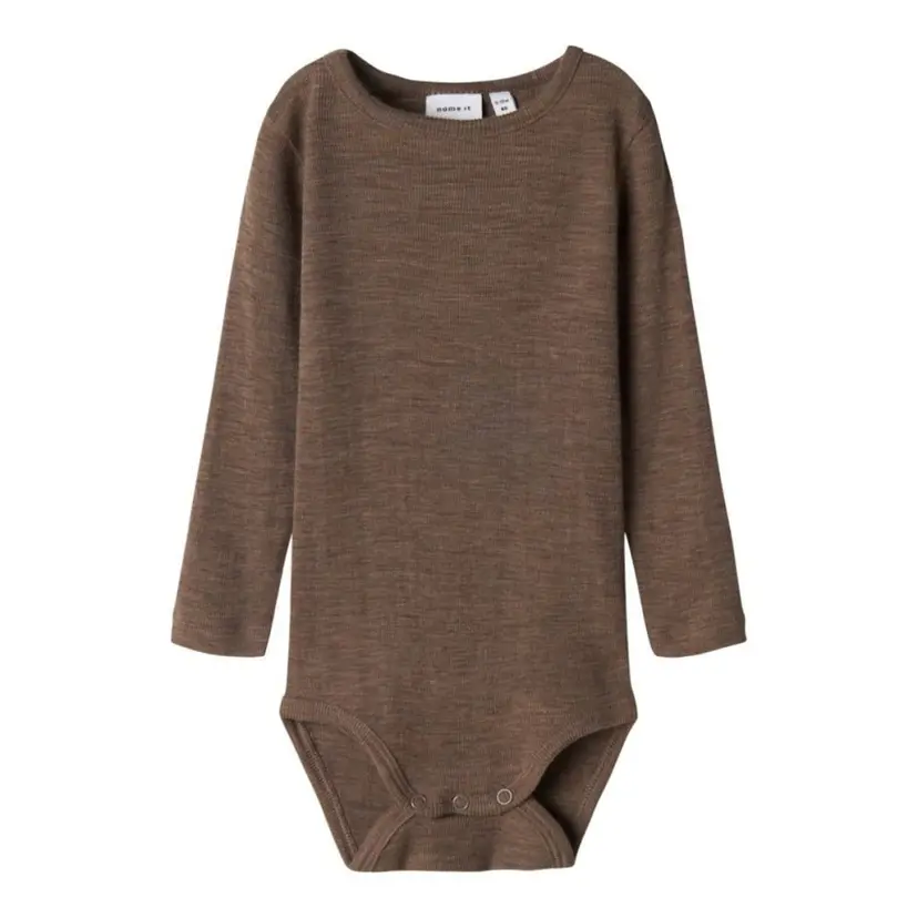 NAME IT Name It - Body i Ull og Silke Baby Rib Wossa Walnut