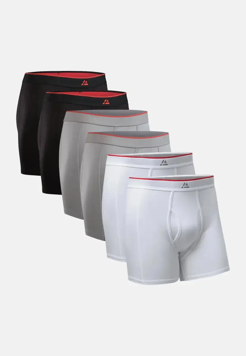 DANISH ENDURANCE Bamboo Boxershorts med Gylp til Mænd, Sort/Rød, 3XL, DANISH ENDURANCE