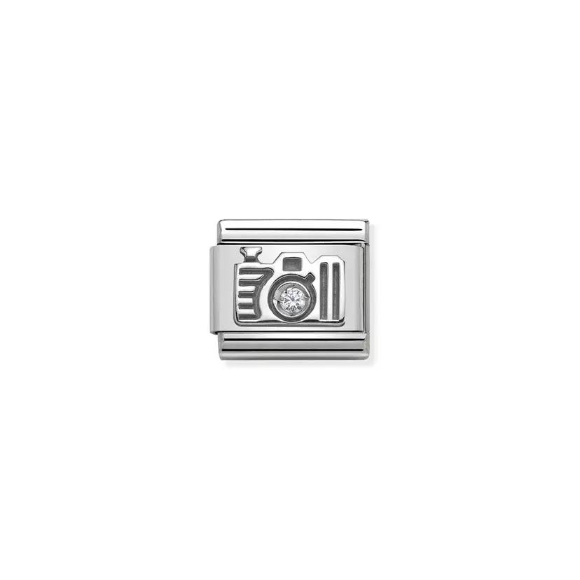 Nomination Camera w/ Cubic Zirconia Silver