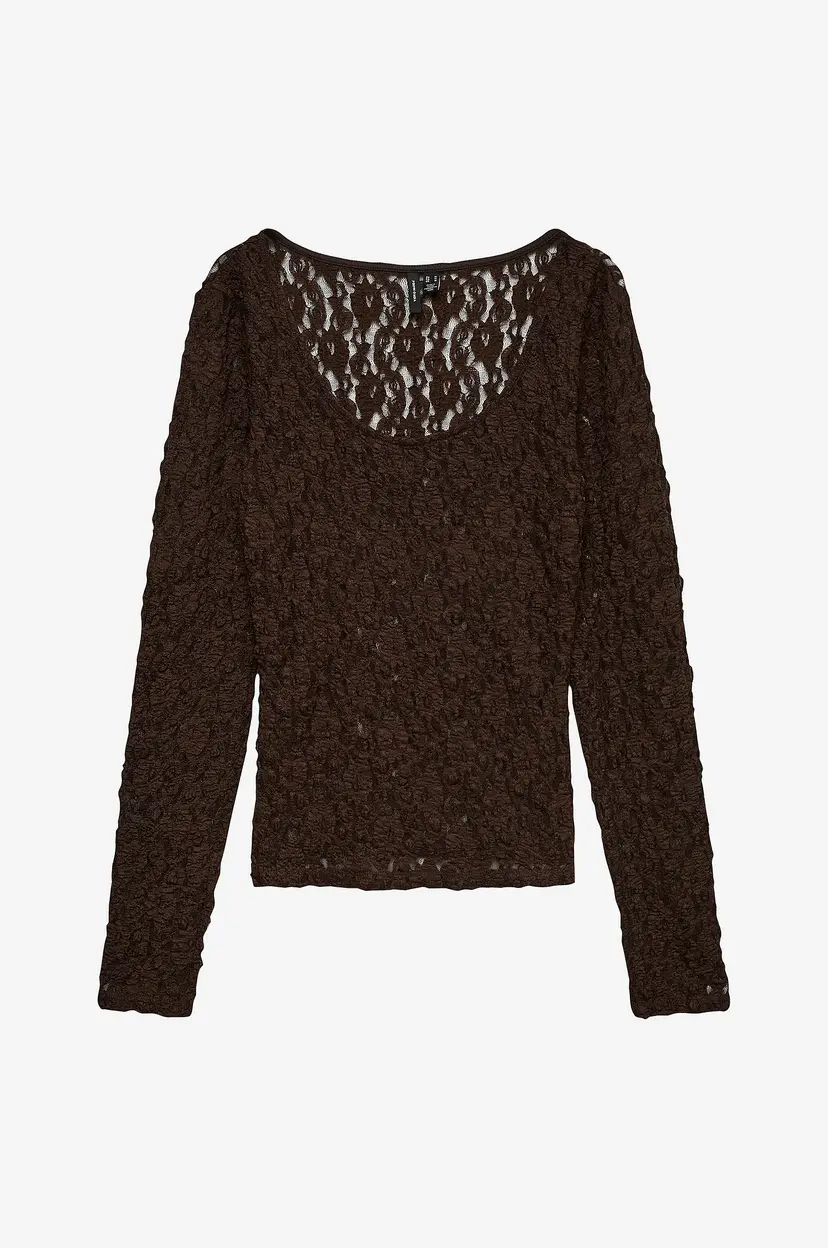 Vero Moda Topp Vmflora Ls 2-Way Lace Top Jrs - Brun