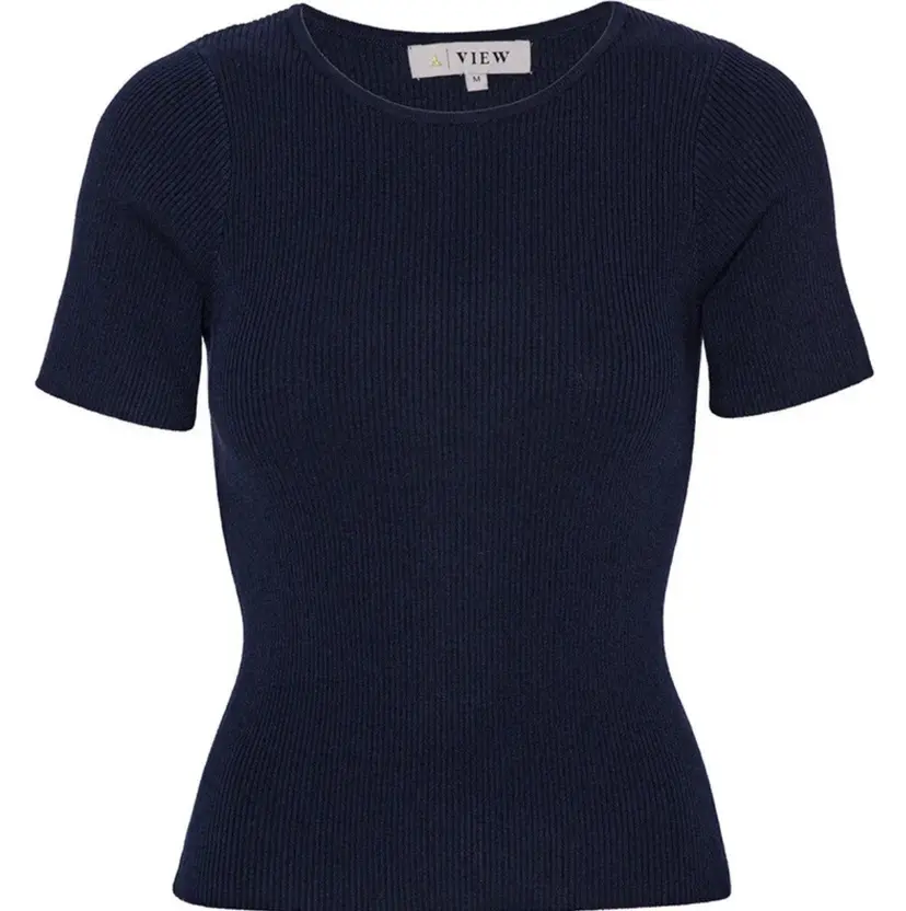 A-View Rib Knit Short Sleeve Top