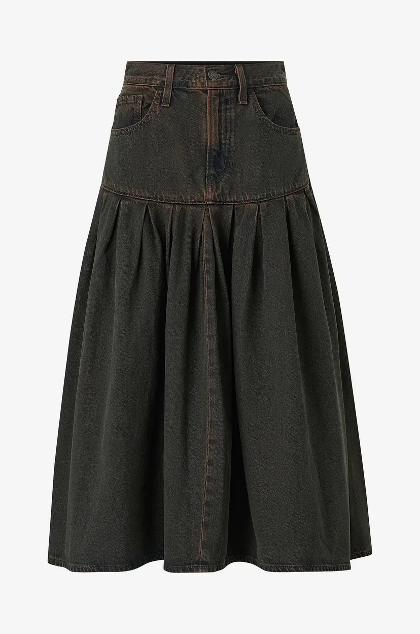 Levi's Denim skjørt YOKED PLEATED SKIRT - Brun