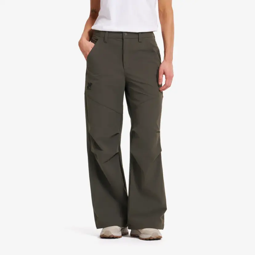 RevolutionRace Zenith Wide Leg Pants Dame Moss Gray