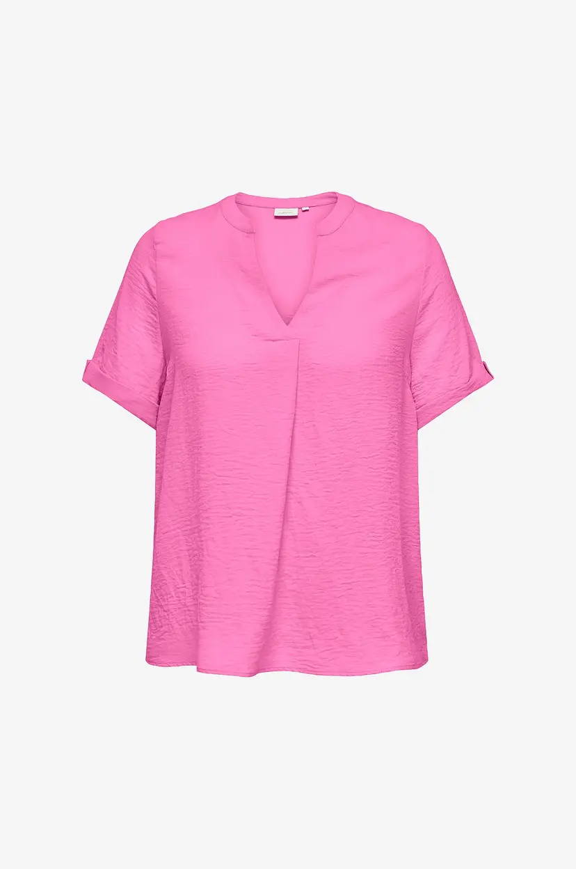 Only Carmakoma Topp carJackie Life S/S V-neck Top - Rosa