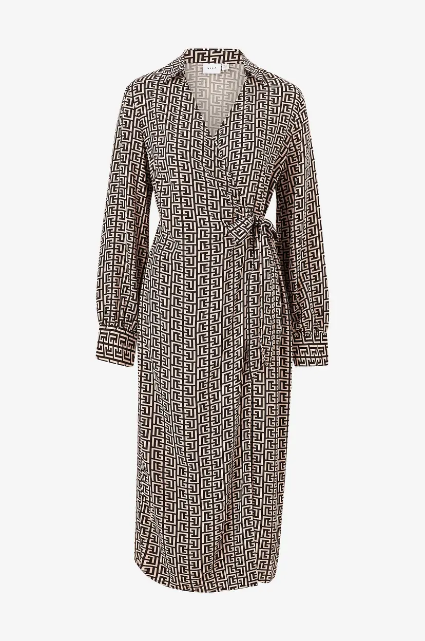 Vila Omslagskjole viBana L/S Wrap Dress - Svart