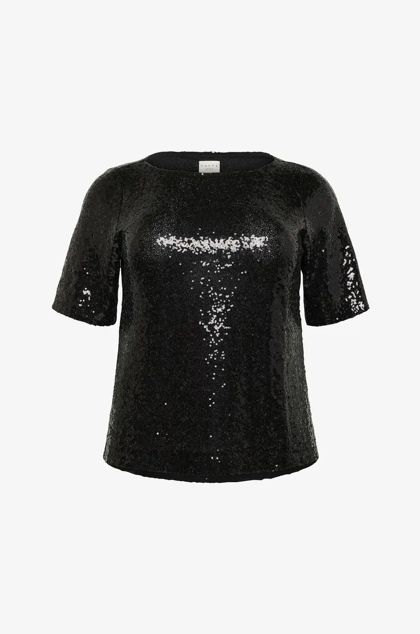 KAFFE Curve Paljettbluse kcMirana Sequin - Svart