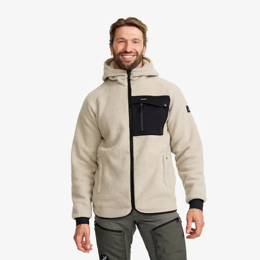 RevolutionRace Sherpa Hoodie Herre Beige Khaki