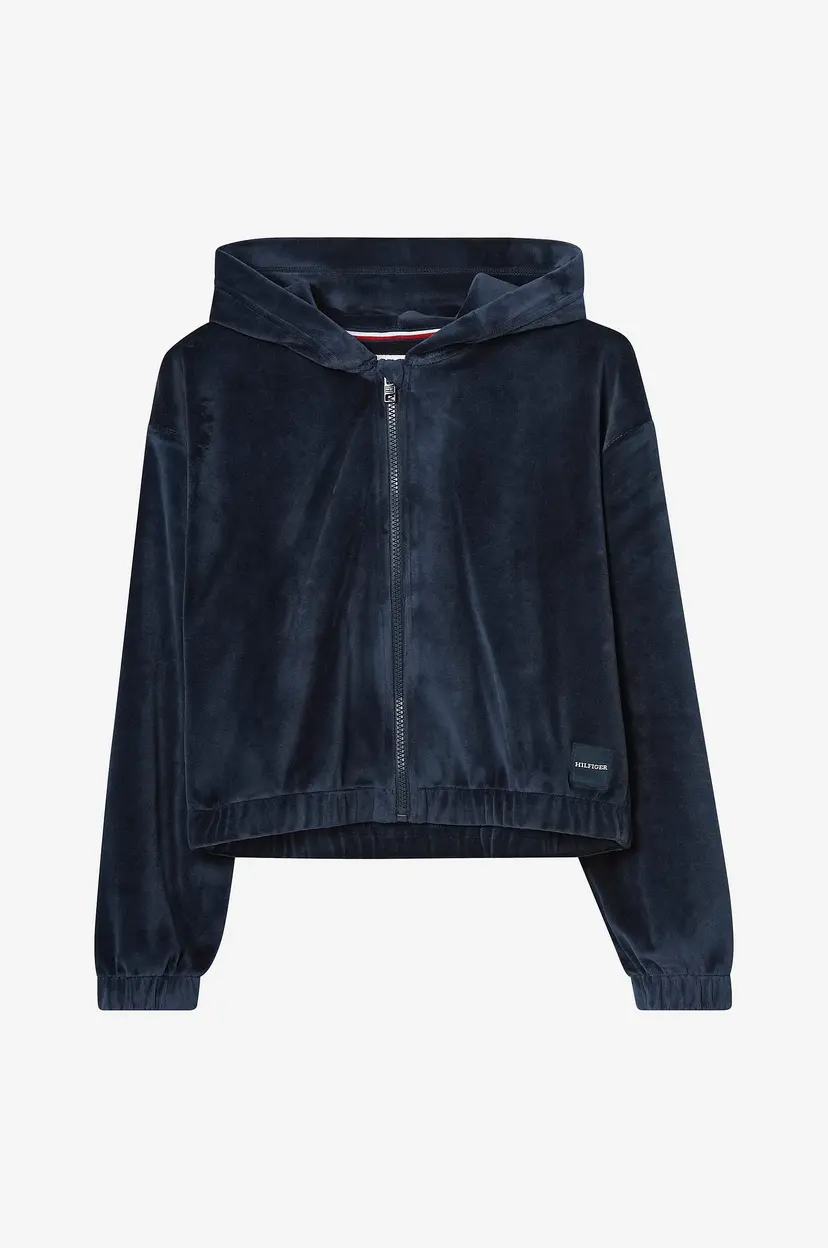 Tommy Hilfiger Collegegenser Velour Zip Through Hoodie - Blå