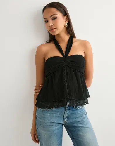 Nelly Nelly - Svart - Pleated Glitter Top