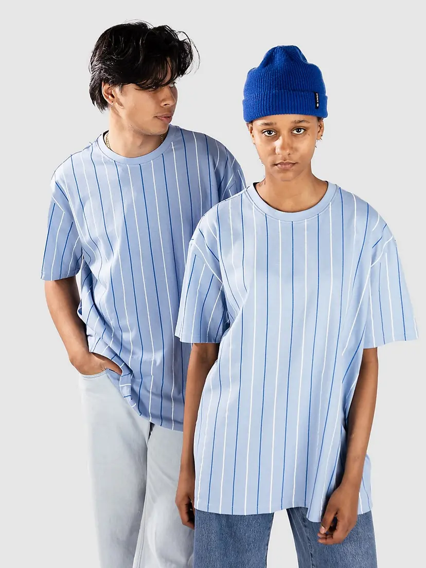 Urban Classics Urban Classics Printed Pinstripe T-skjorte blå