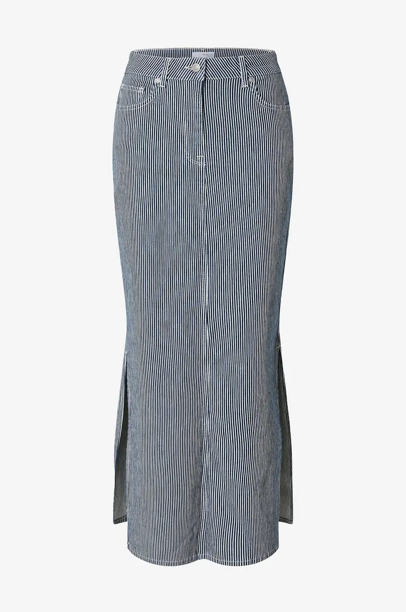 Selected Women Denimskjørt slfMyra HW Stripe Column Denim Skirt - Blå