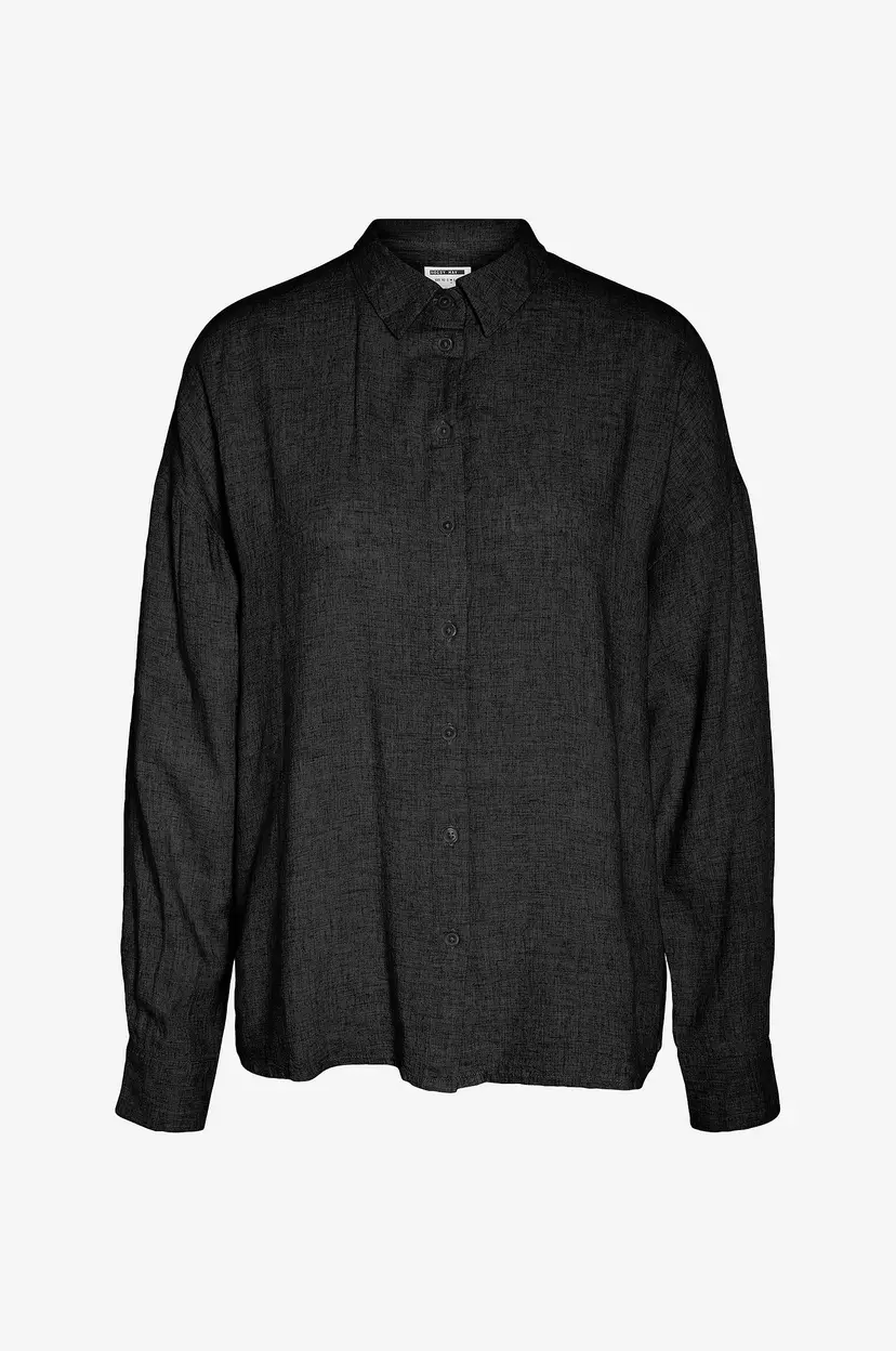 Noisy May Curve Skjorte nmLeilani L/S Loose Shirt Wvn Curve - Svart