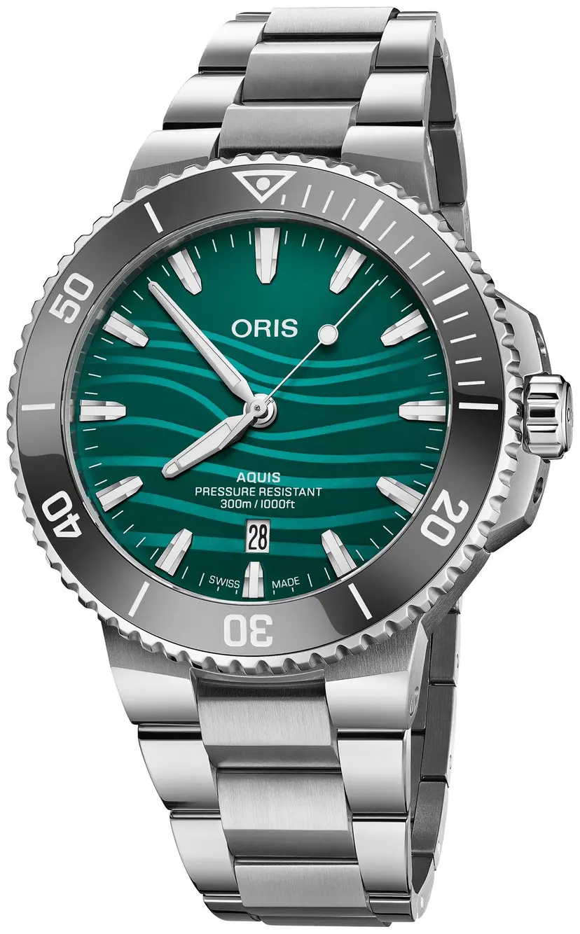 Oris Oris Herreklokke 01 733 7789 4197-Set Aquis Grønn/Stål Ø43.5 mm