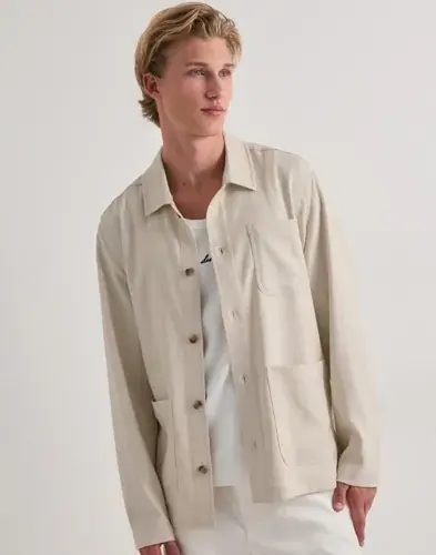 Les Deux Les Deux Herringbone Overshirt Overshirts Beige