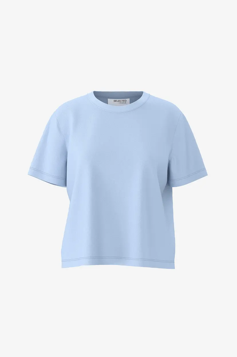 Selected Women T-skjorte slfEssential SS Boxy - Blå