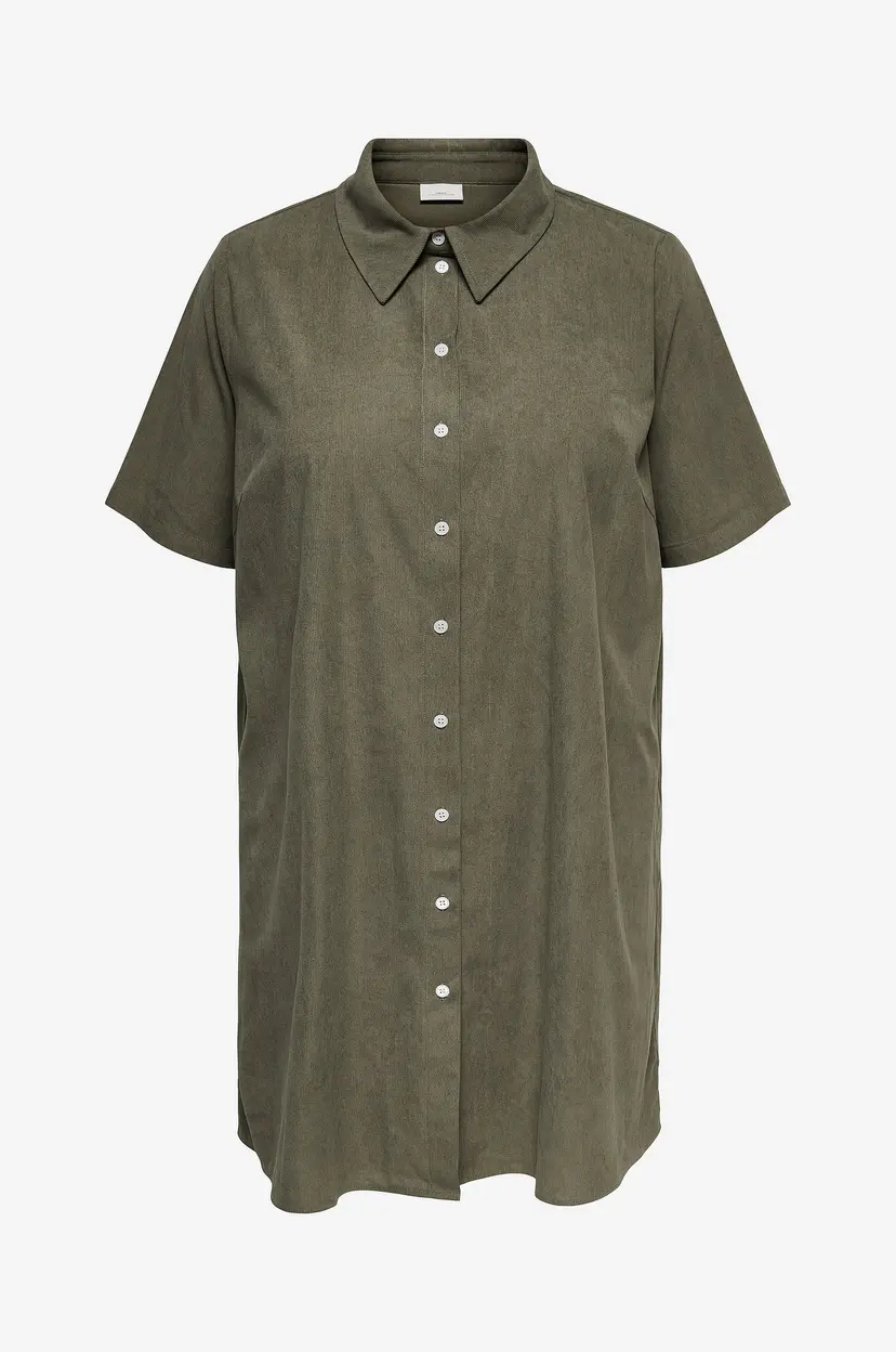 Only Carmakoma Kjole Carkinta Cord 2/4 Shirt Knee Dress - Grønn