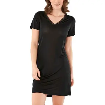 Damella Damella Silk Nightdress SS Svart silke XX-Large Dame