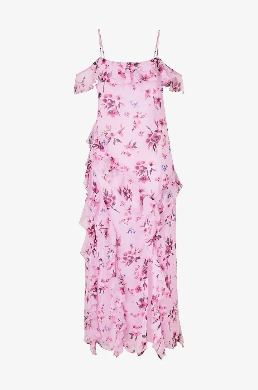 Bubbleroom Maxikjole Peaky Shoulder Flounce Maxi Dress - Rosa