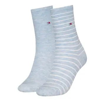 Tommy Hilfiger Tommy Hilfiger Strømper 2P Classic Small Stripe Socks Lysblå Str 35/38 Dame