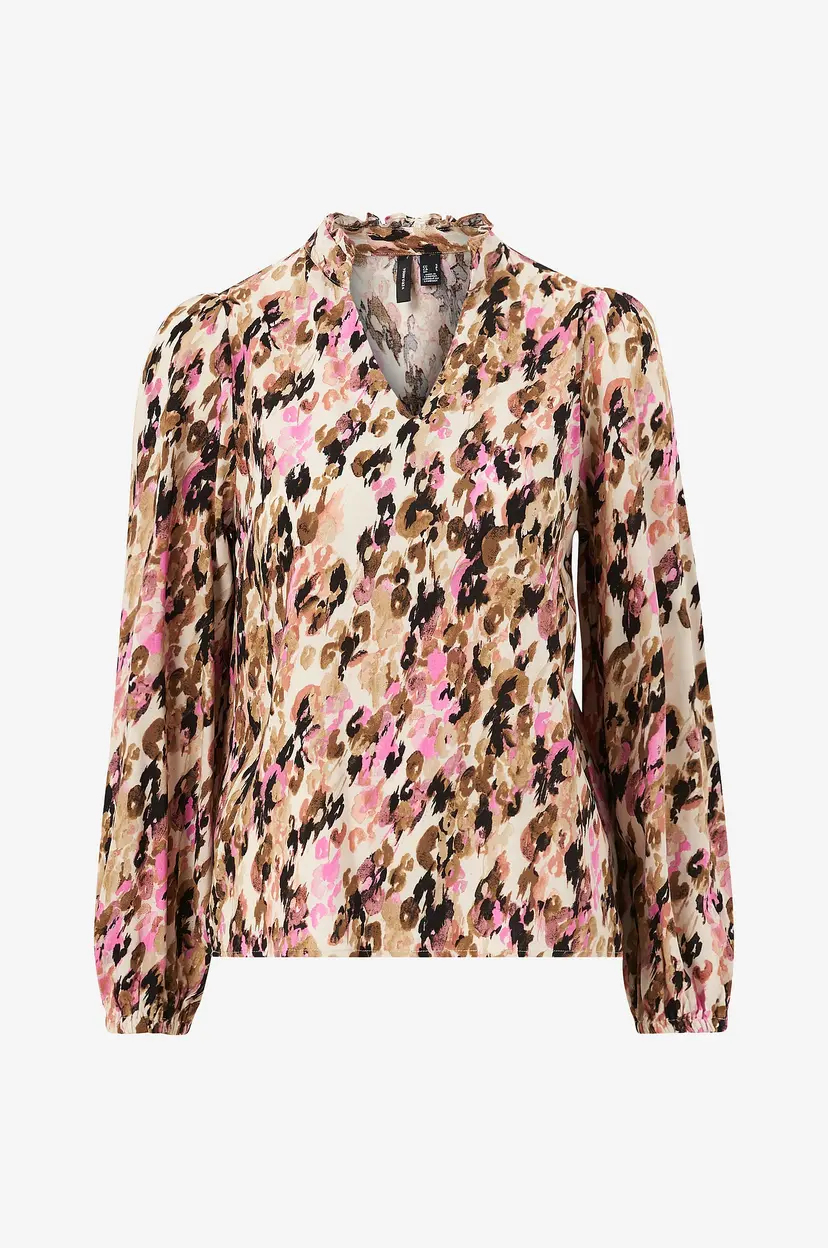 Vero Moda Bluse vmEasy Volume LS Top R1 Wvn GA - Brun