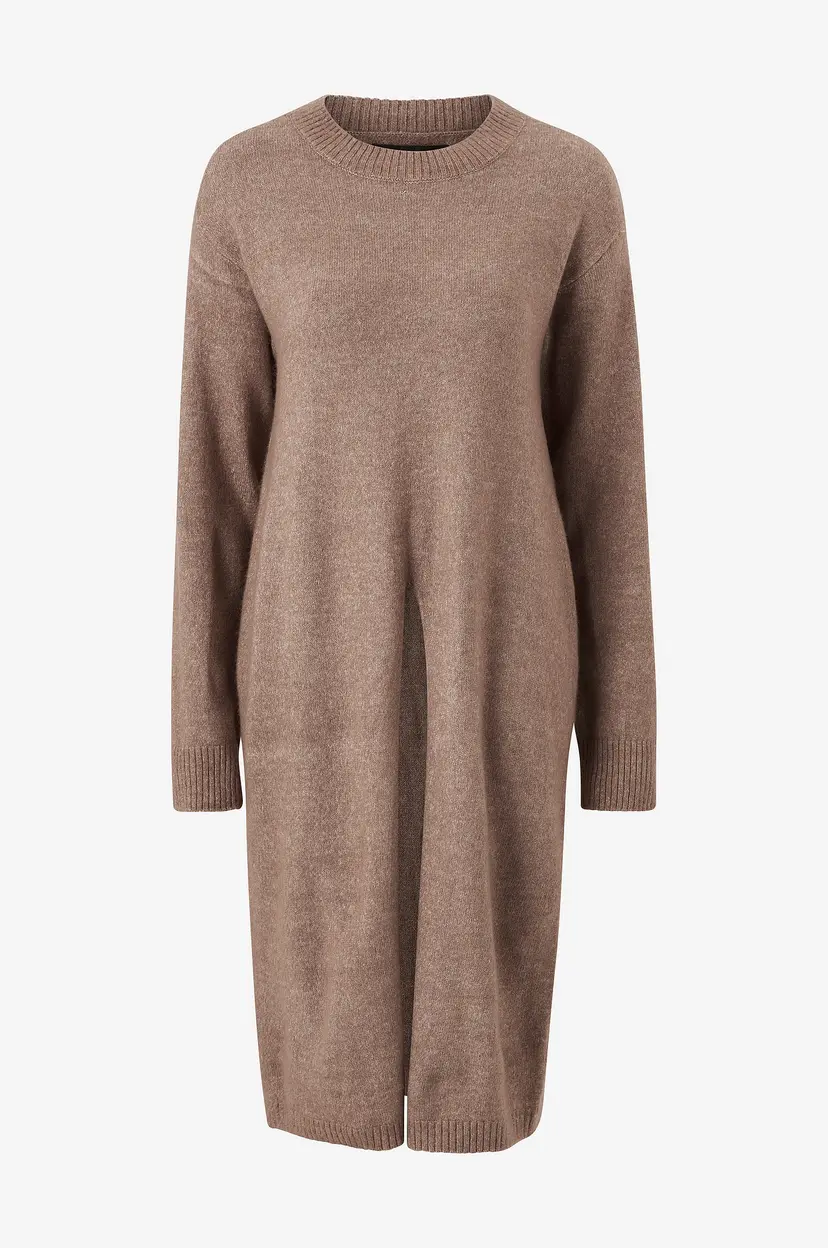 Vero Moda Strikketkjole vmPhillis LS O-neck Slit Dress - Brun