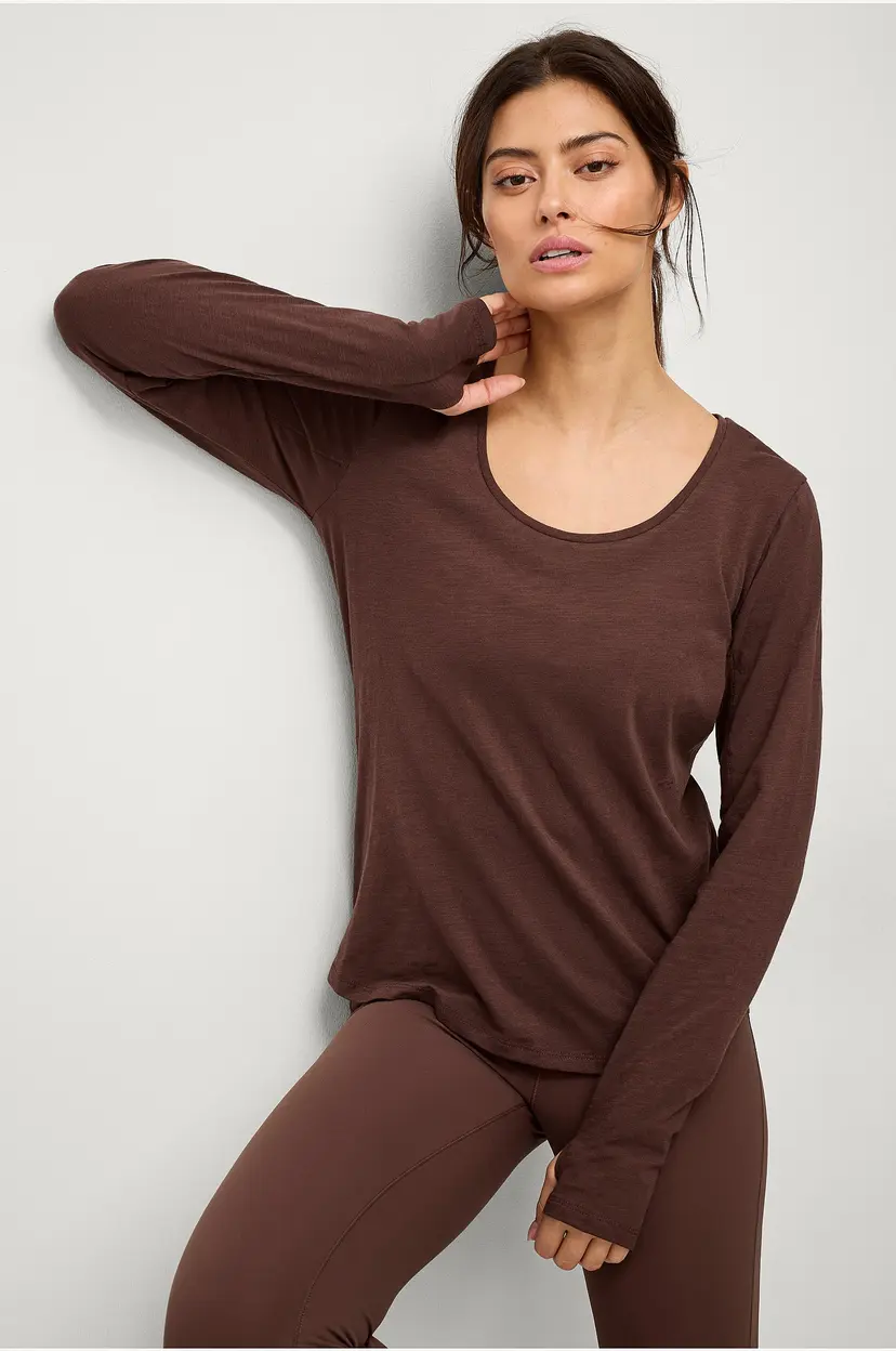 Ellos STUDIO Treningstopp Studio LS Tee Soft - Brun