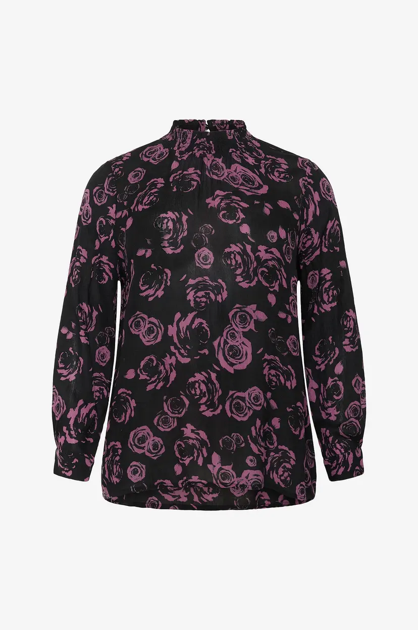 KAFFE Curve Bluse kcAmi LS Blouse Printed - Svart